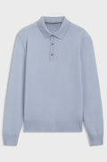 Merino-wool polo sweater - Light Blue