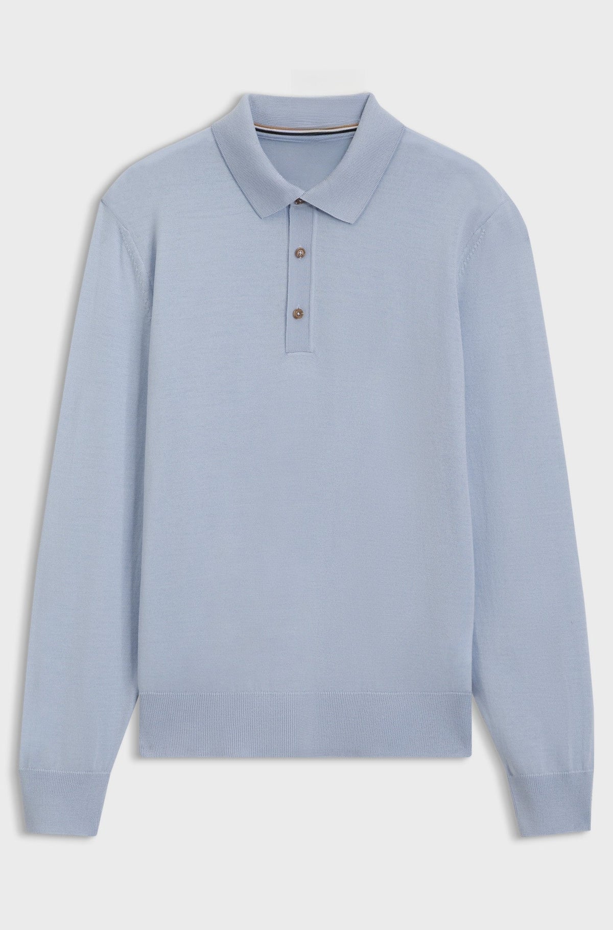 Merino-wool polo sweater - Light Blue