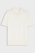 Regular-fit knit polo in structured fabric - Natural
