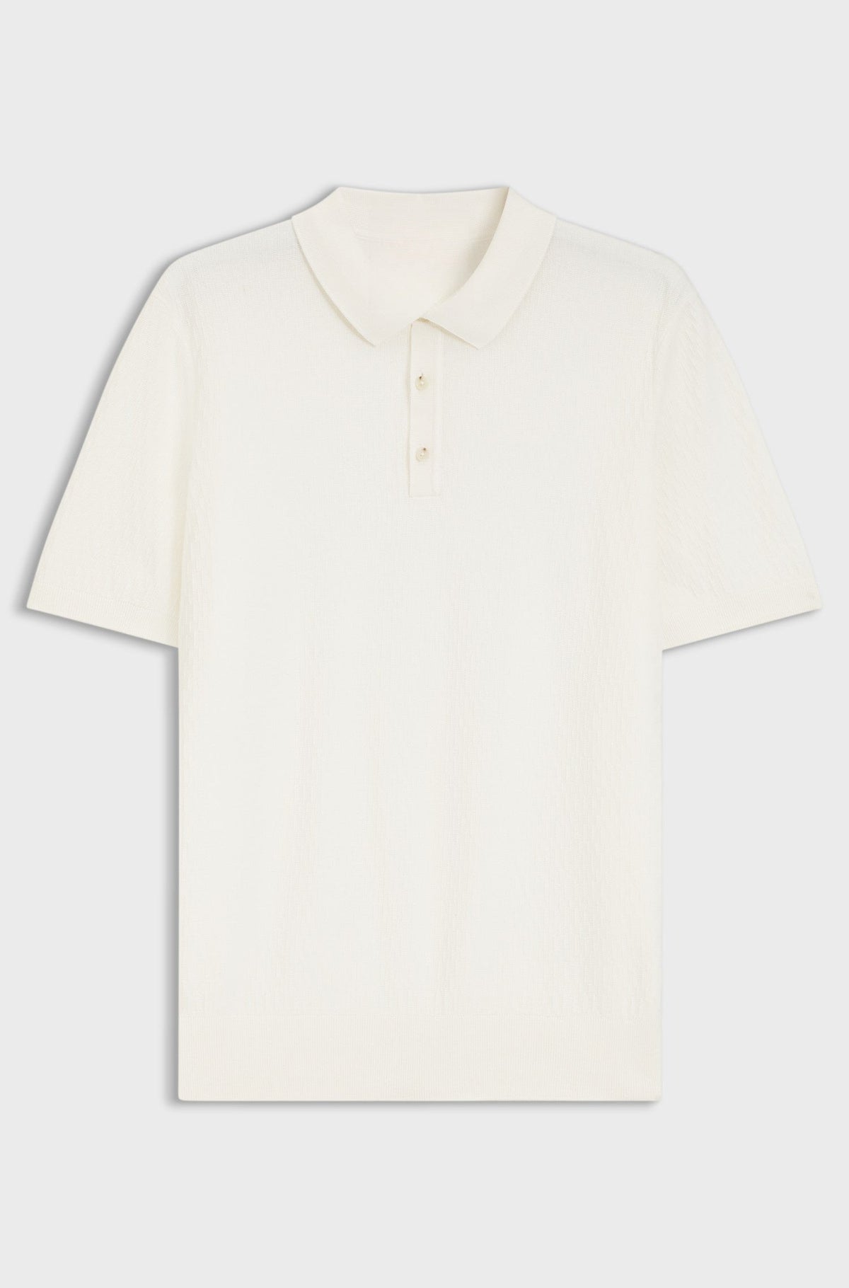 Regular-fit knit polo in structured fabric - Natural