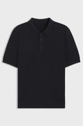 Regular-fit knit polo in structured fabric - Dark Blue