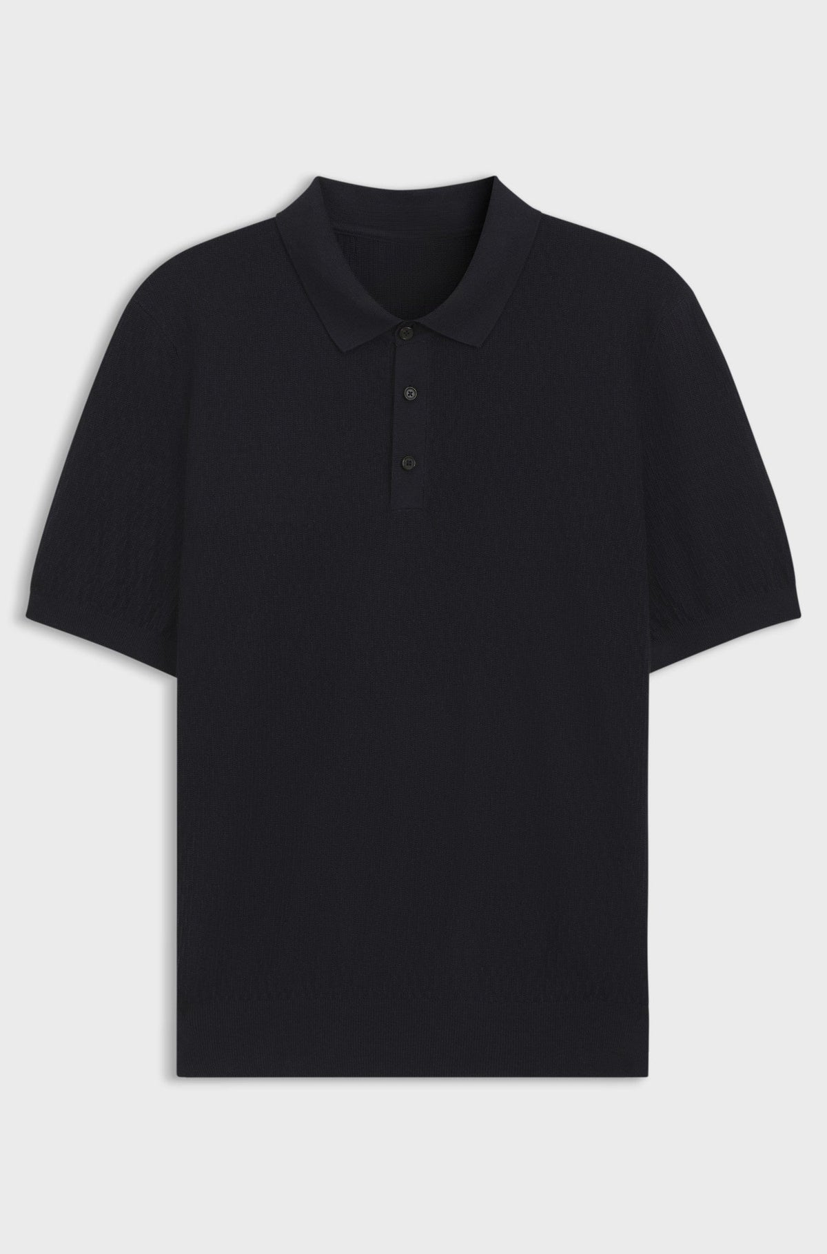 Regular-fit knit polo in structured fabric - Dark Blue