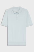 Regular-fit knit polo in structured fabric - Light Blue