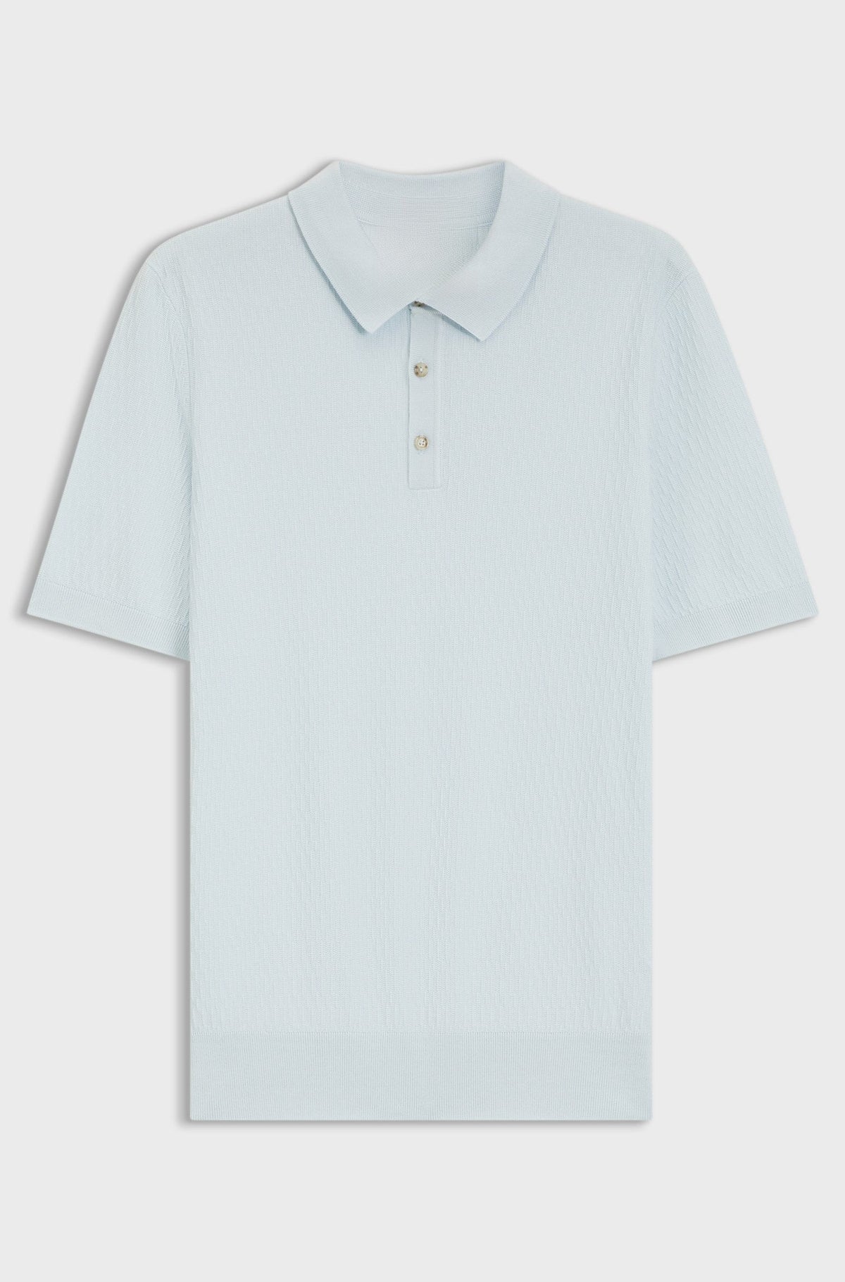Regular-fit knit polo in structured fabric - Light Blue