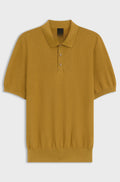 Regular-fit knit polo in structured fabric - Gold