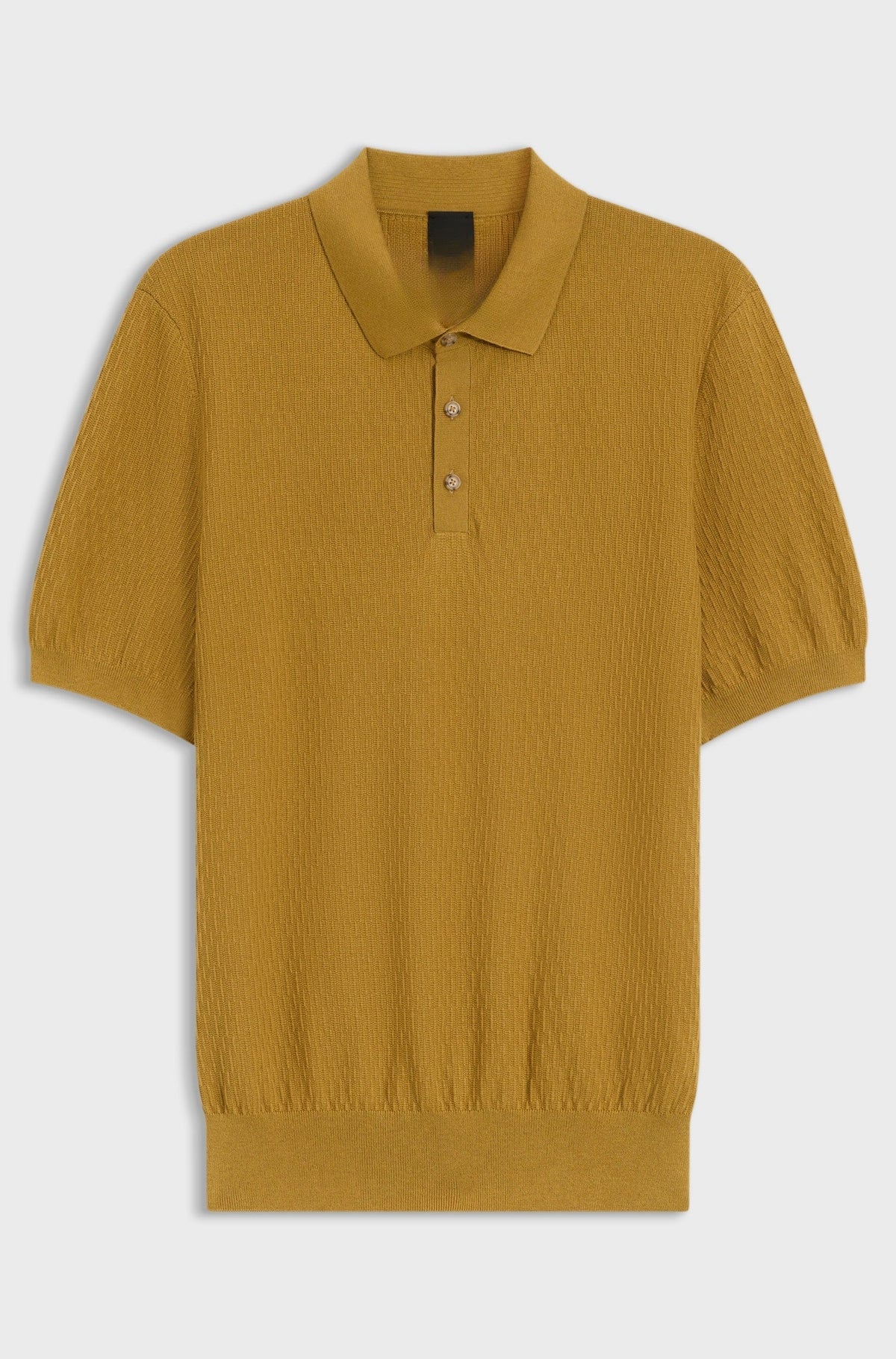 Regular-fit knit polo in structured fabric - Gold
