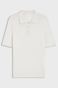 Cable-knit polo sweater in cotton and cashmere - Natural