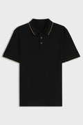 Slim-fit polo shirt in mercerised cotton - Black