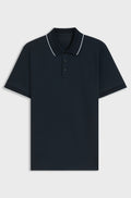 Slim-fit polo shirt in mercerised cotton - Dark Blue