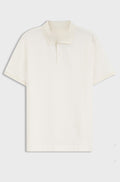Regular-fit polo in cotton-silk jacquard - Natural