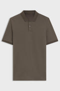 Regular-fit polo in cotton-silk jacquard - Brown
