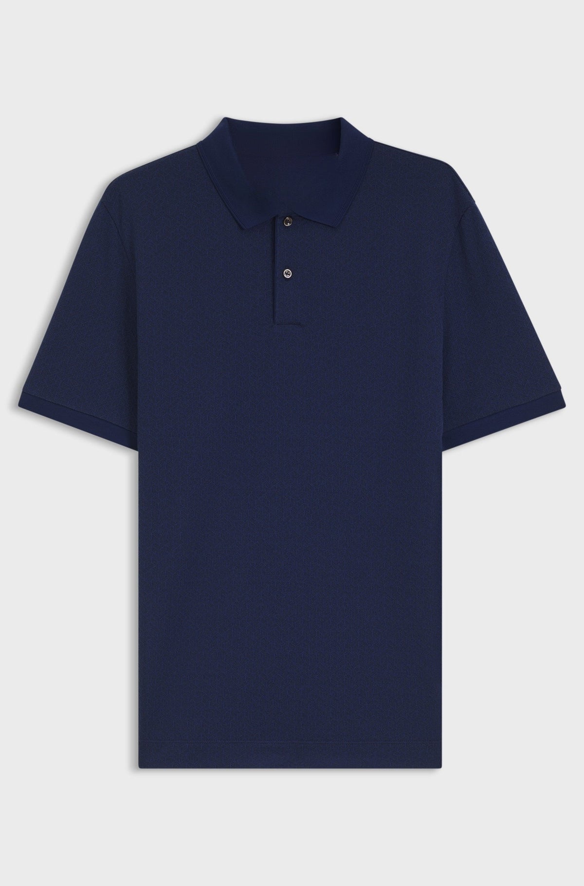 Regular-fit polo in cotton-silk jacquard - Dark Blue