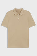 Slim-fit polo in mercerized cotton - Beige