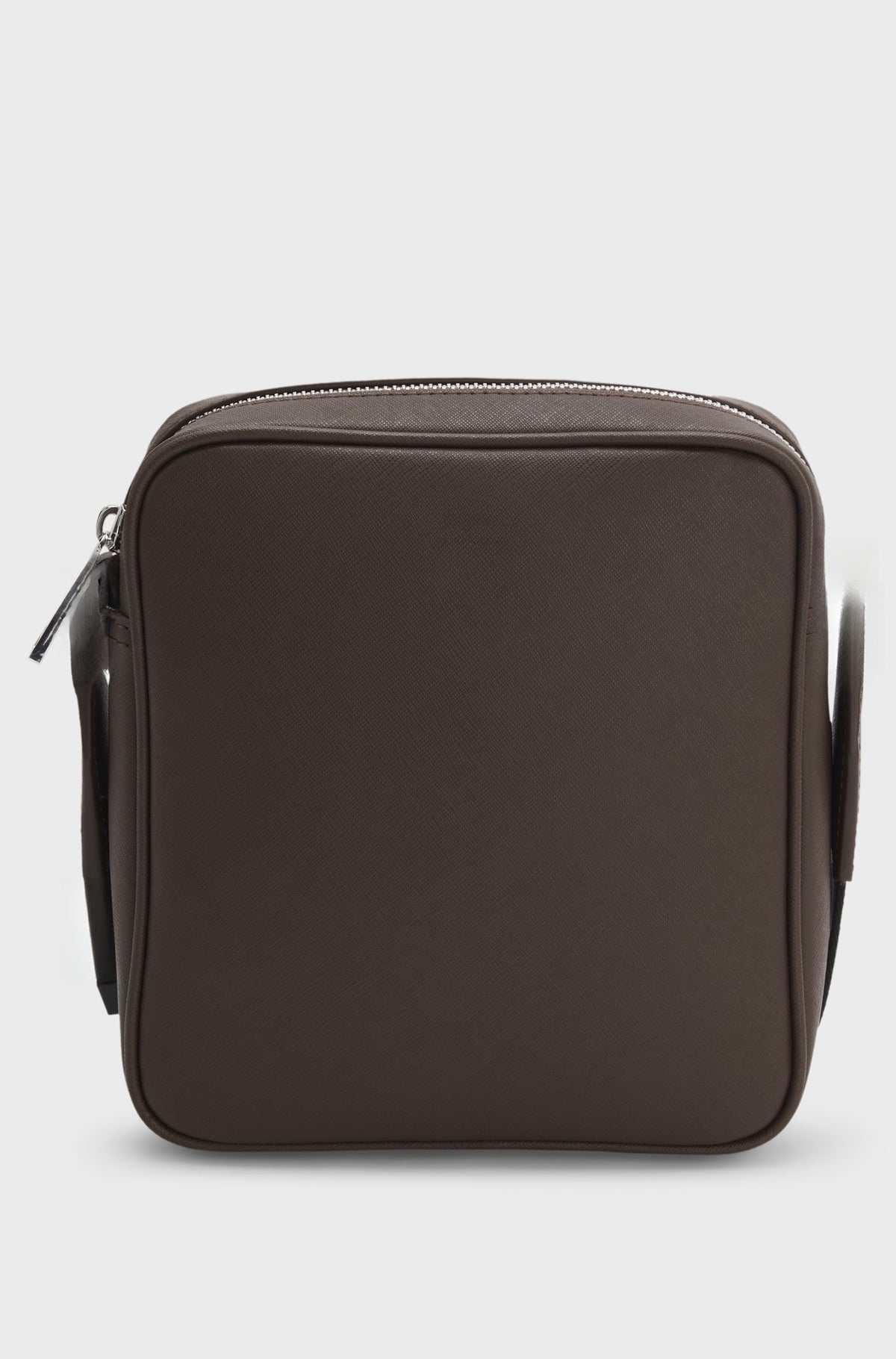 Compact zip-top reporter bag with silver-tone hardware - Dark Brown