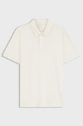 Geometric-jacquard polo shirt in cotton - Natural