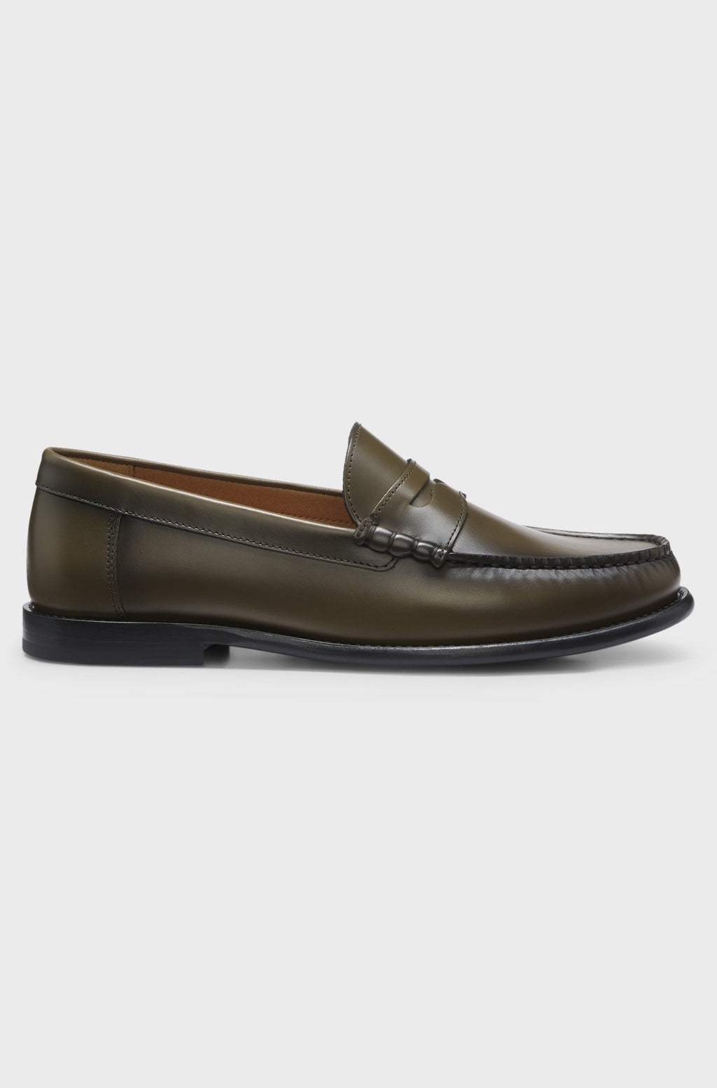 Brushed leather moccasins with penny strap - Dark Green