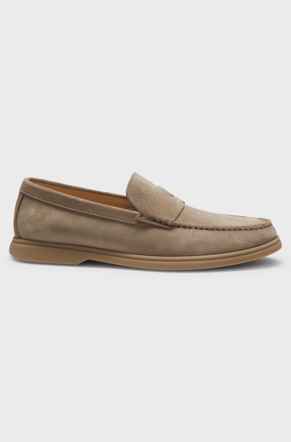 Soft suede penny loafers with tonal outsole - Beige