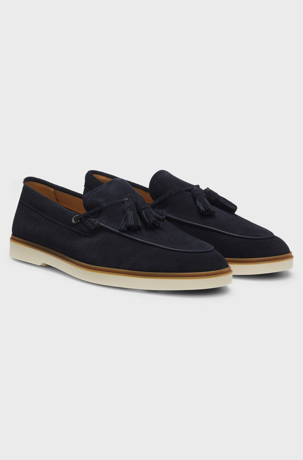 Fine suede tassel loafers with contrast sole - Dark Blue