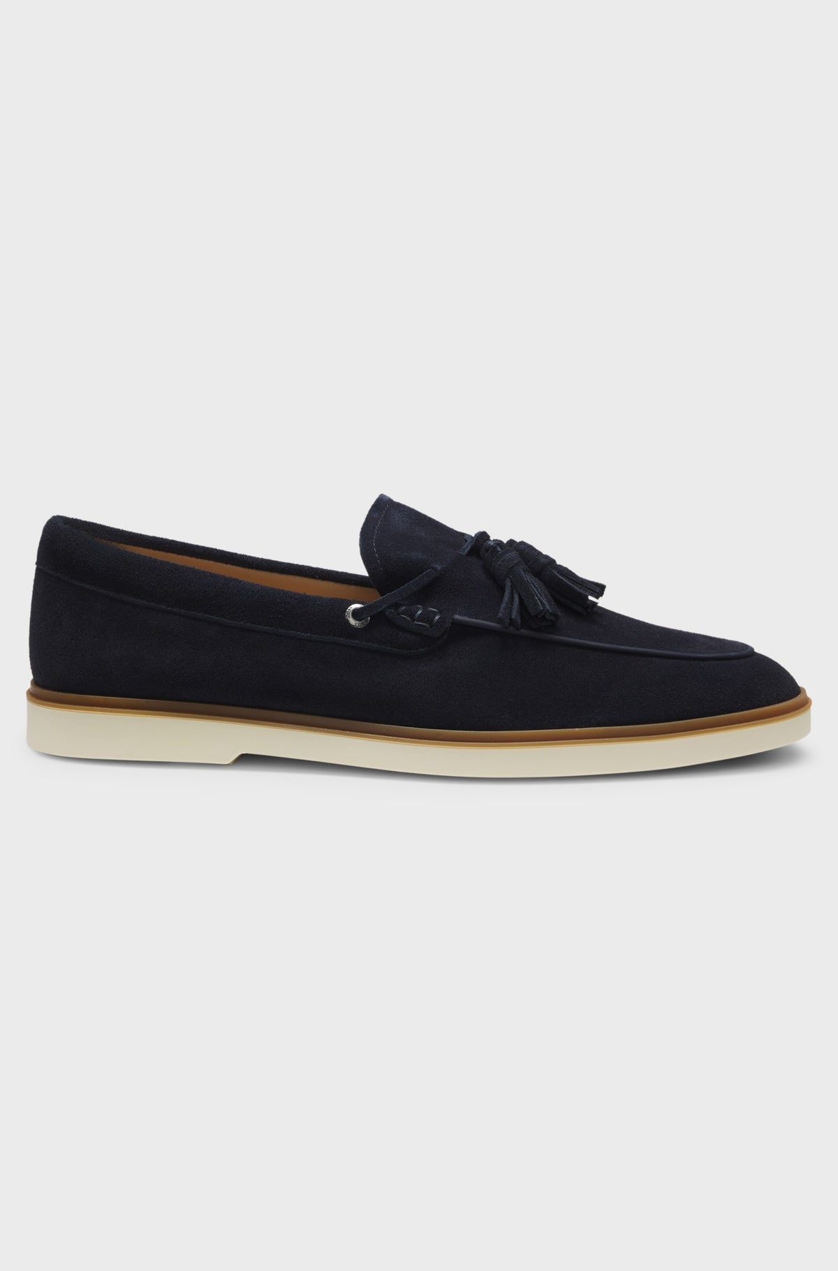 Fine suede tassel loafers with contrast sole - Dark Blue