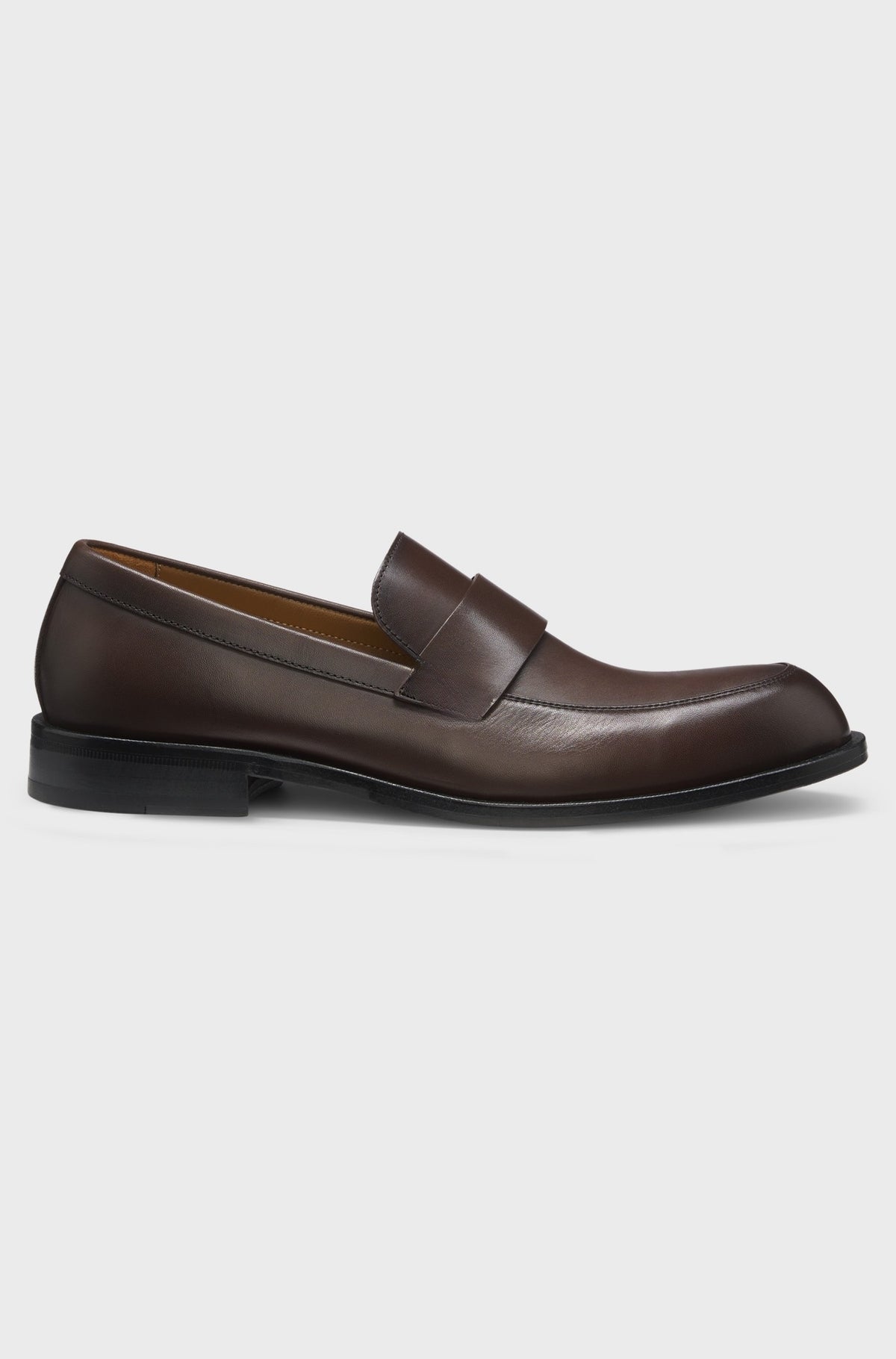 Classic leather penny loafers on leather soles - Dark Brown
