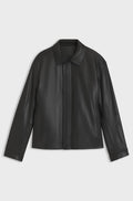 Men's leather jacket with hidden magnetic closure - Black