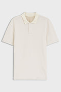 Polo shirt crafted from cotton and wool - Natural