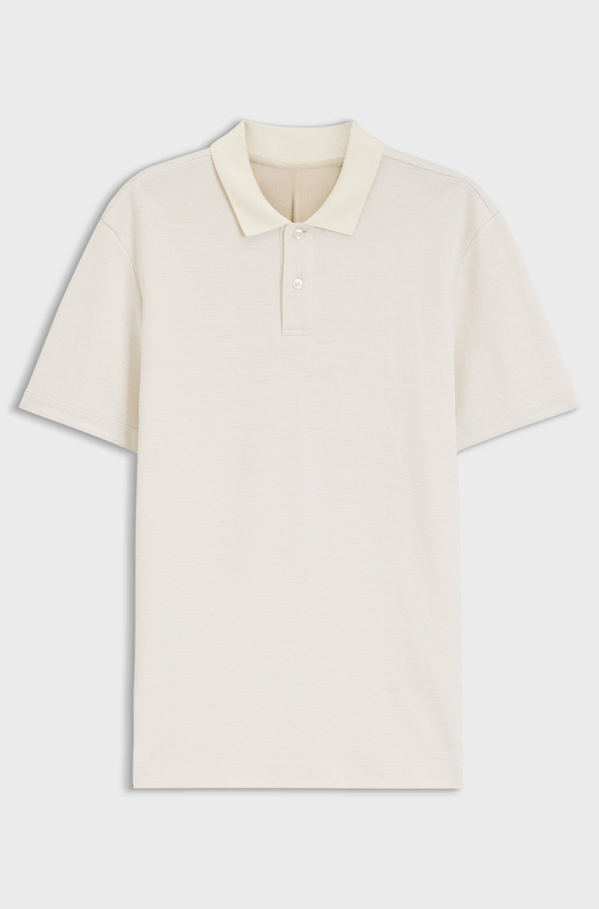 Polo shirt crafted from cotton and wool - Natural