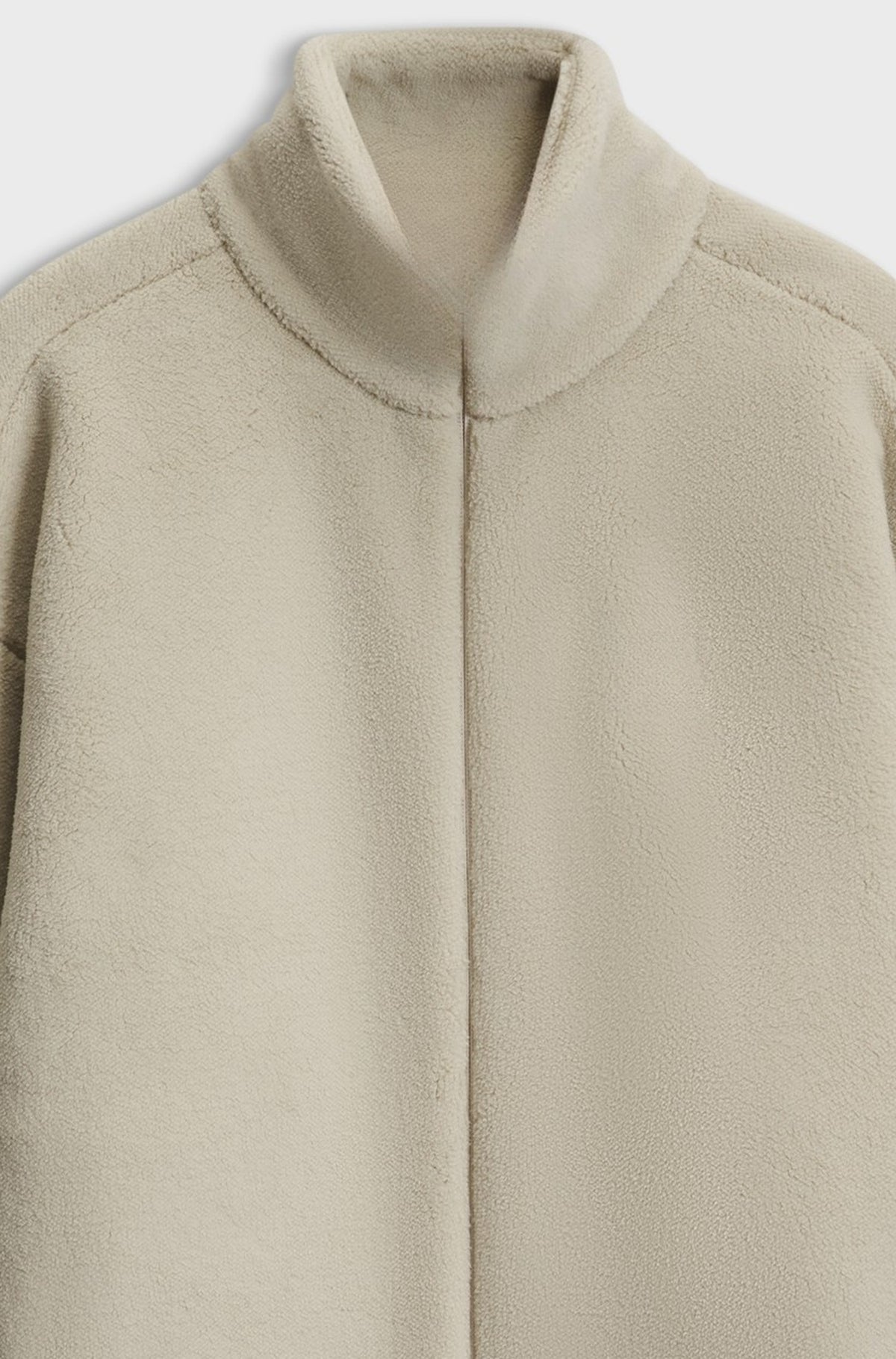 Relaxed-fit zip-up sweatshirt in cosy teddy fleece - Light Beige