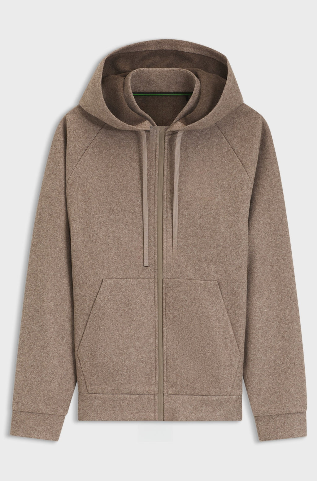 Relaxed melange zip-through hoodie with collar - Light Brown