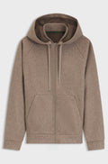 Relaxed melange zip-through hoodie with collar - Light Brown