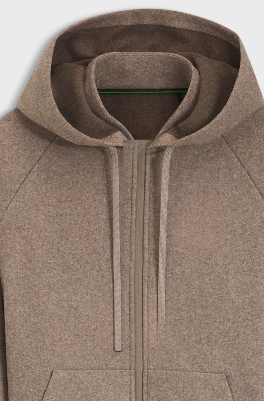 Relaxed melange zip-through hoodie with collar - Light Brown