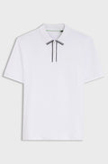 Striped-trim polo shirt in interlock cotton - White