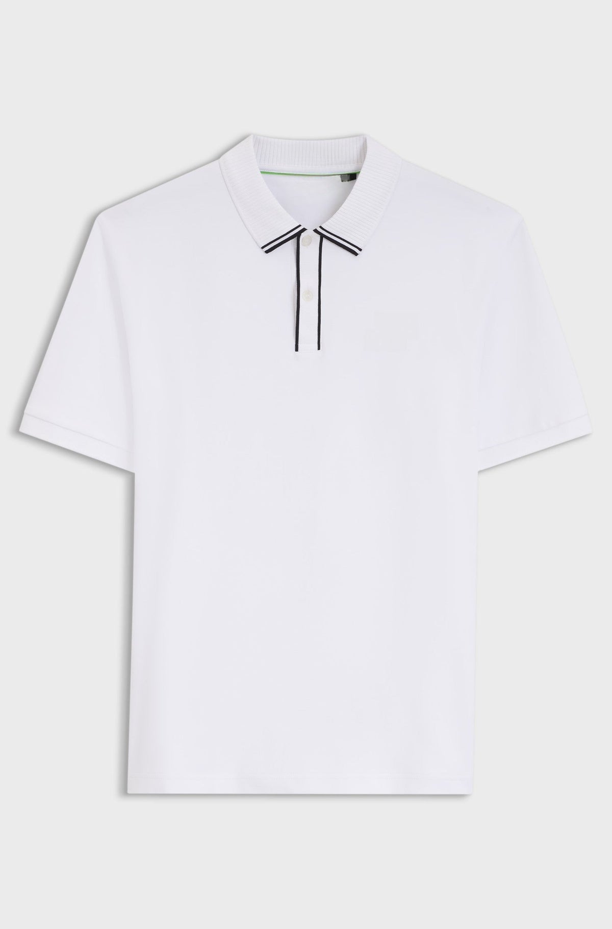 Striped-trim polo shirt in interlock cotton - White