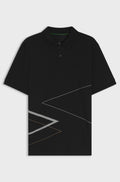 Pima-cotton polo shirt with placed print - Black