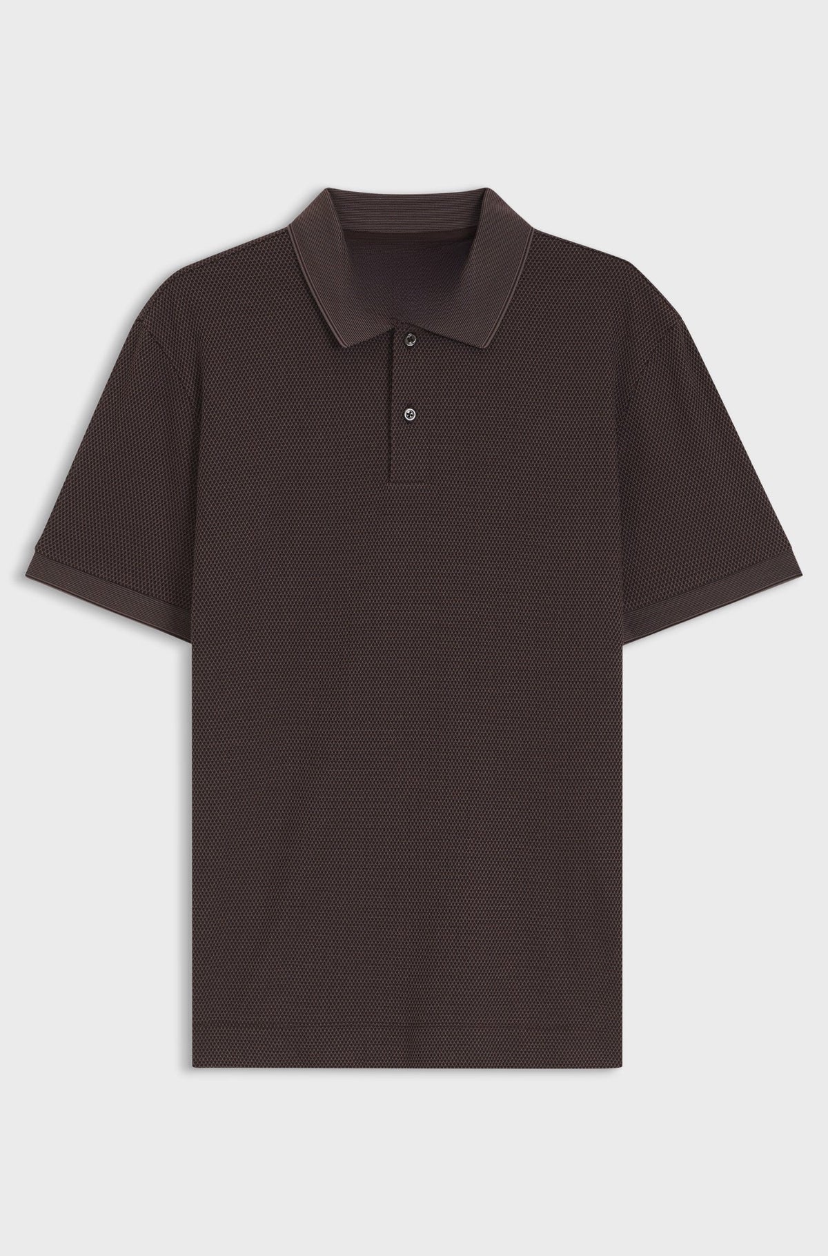 Knit polo shirt in two-tone cotton - Dark Brown