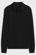 Regular-fit polo shirt in cotton and wool - Black