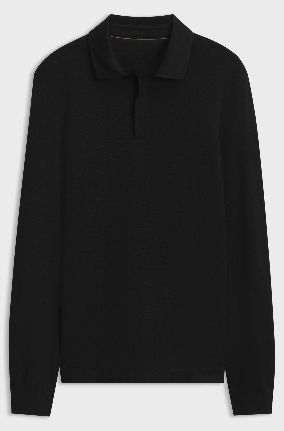Regular-fit polo shirt in cotton and wool - Black