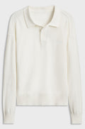 Oversized-fit polo sweater in cotton - Natural