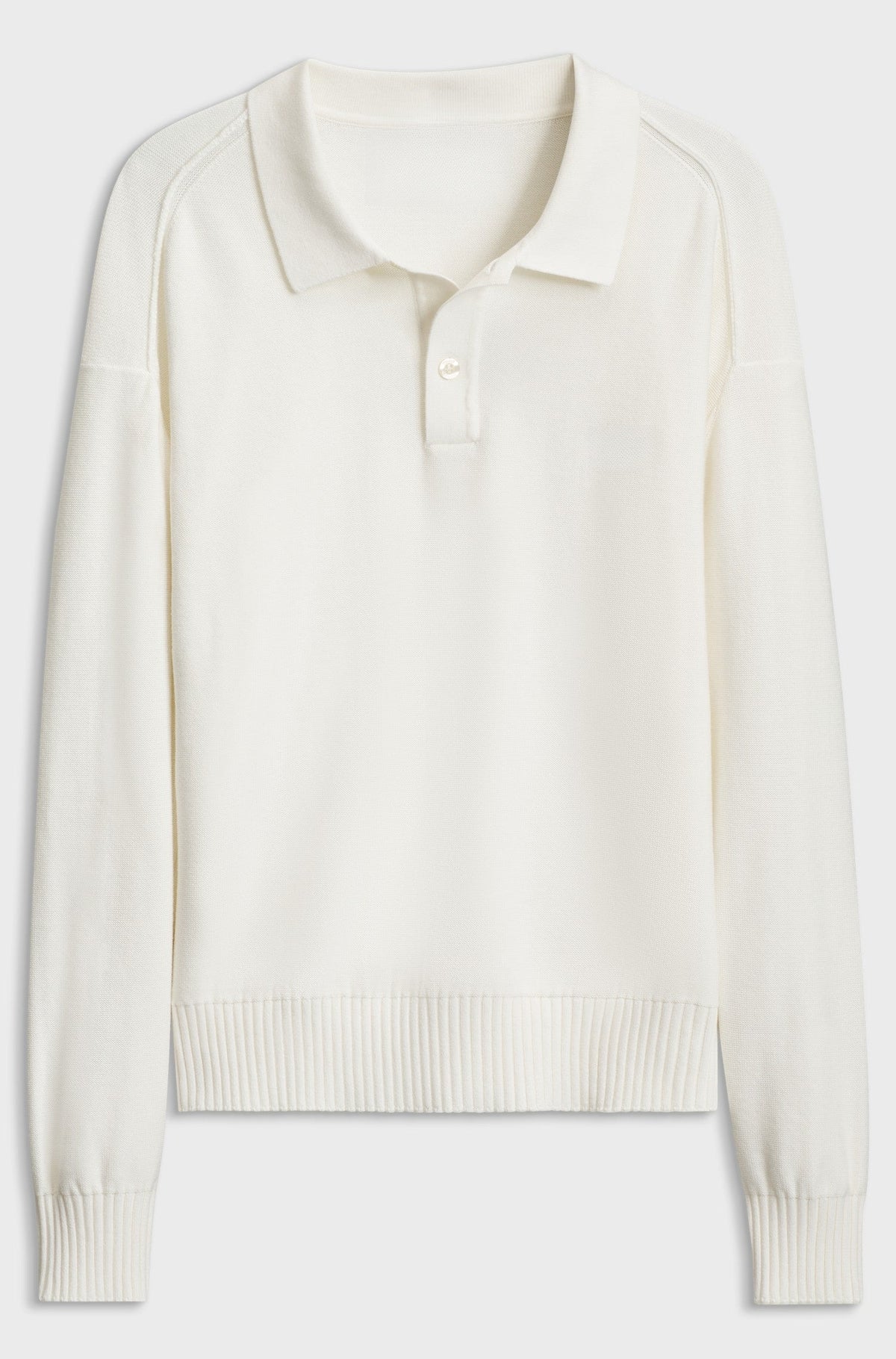 Oversized-fit polo sweater in cotton - Natural