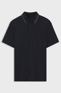 Regular-fit polo shirt in structured cotton piqué - Dark Blue