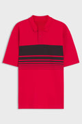 Piqué polo shirt with bull motif - Red