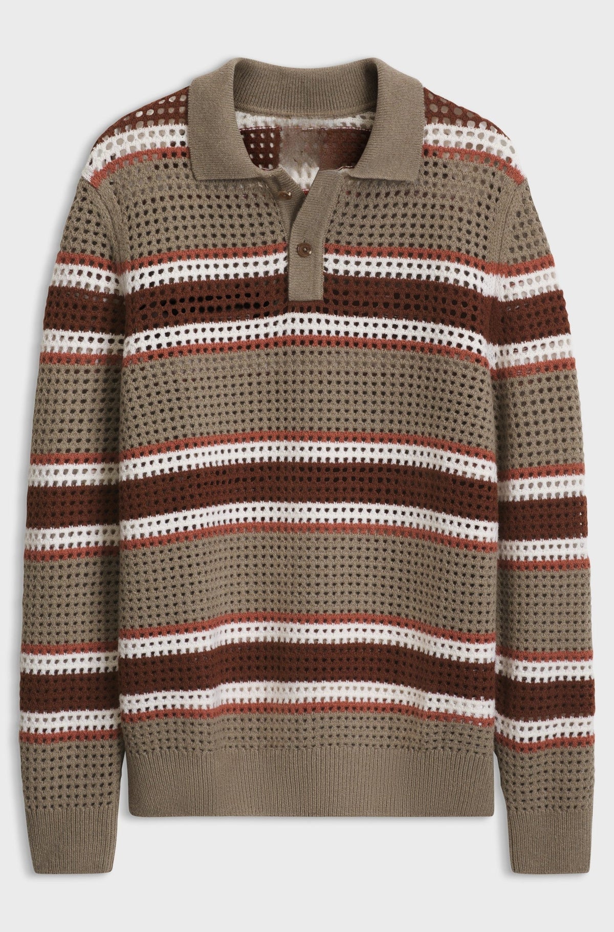 Relaxed-fit rugby sweater in a wool blend - Brown