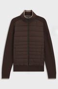 Knitted zip-up jacket with tonal padded front - Dark Brown