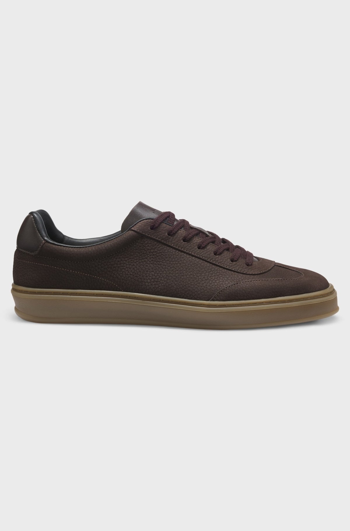 Contemporary textured nubuck trainers with smooth leather trims - Dark Brown