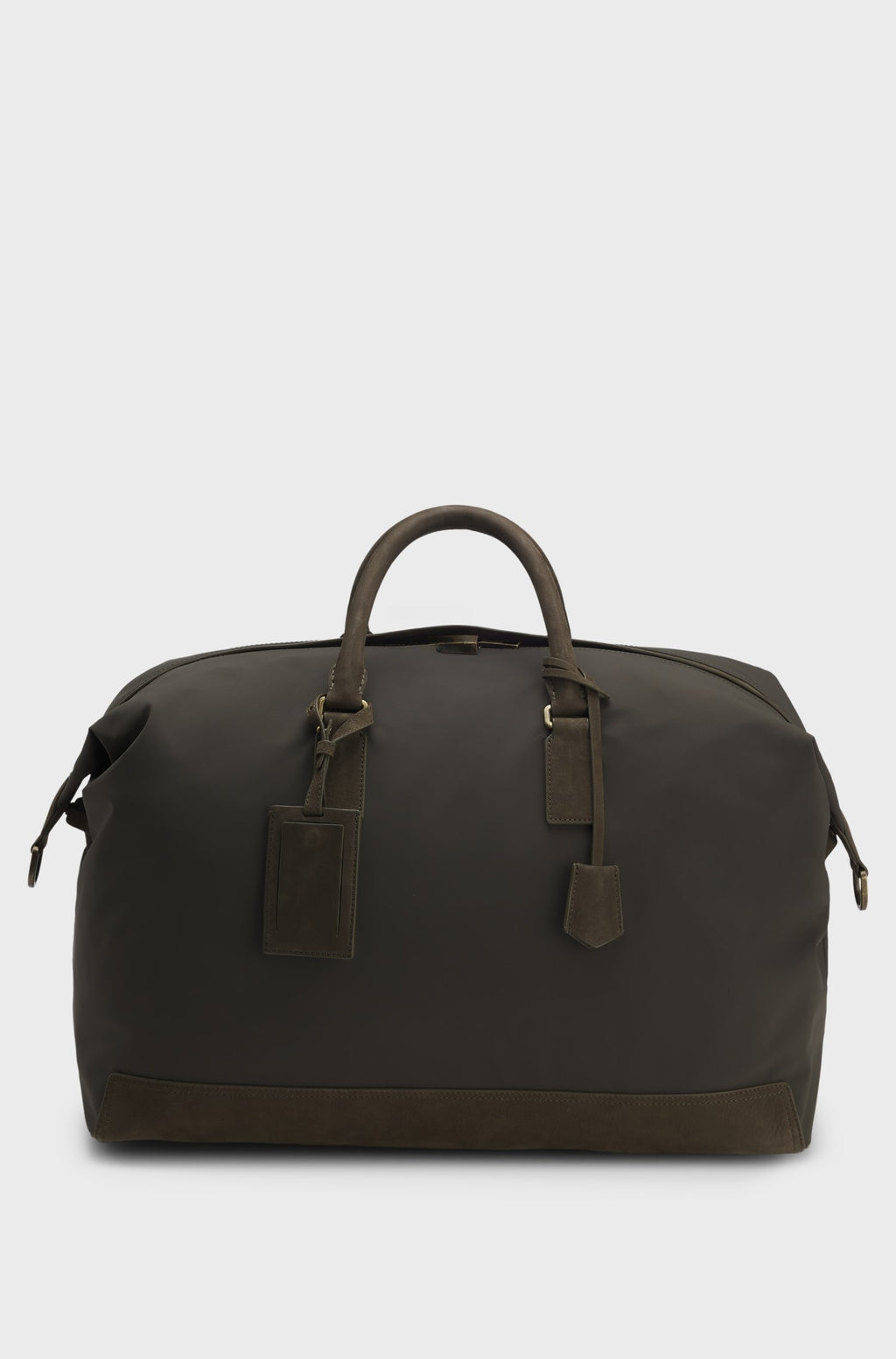 Versatile weekend holdall with tonal suede trims - Olive
