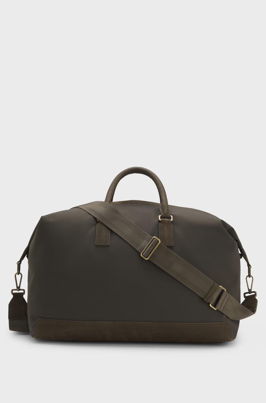 Versatile weekend holdall with tonal suede trims - Olive