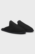 Warm shearling-lined slip-on house slippers - Black