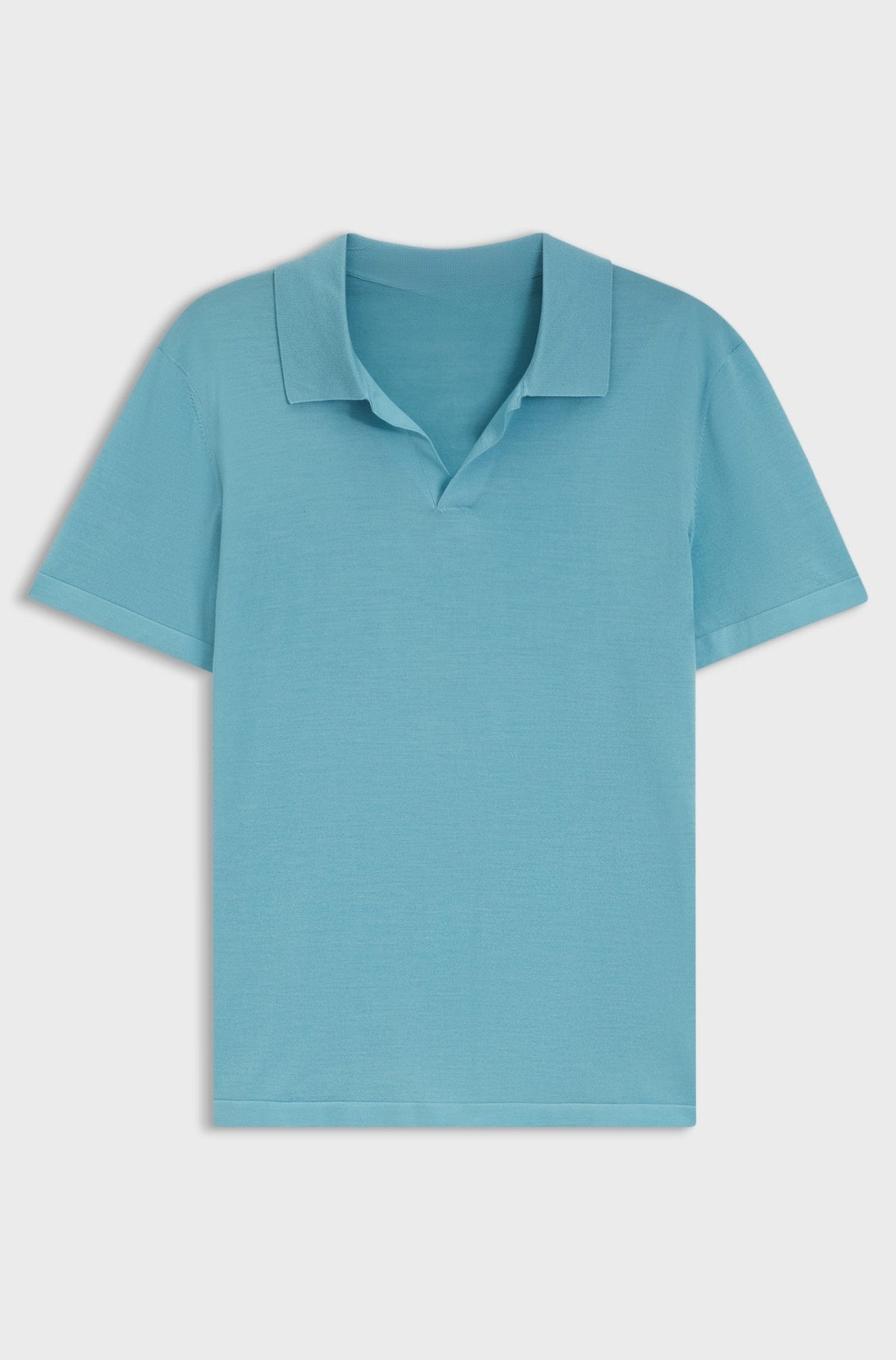 Knit polo in virgin wool - Blue