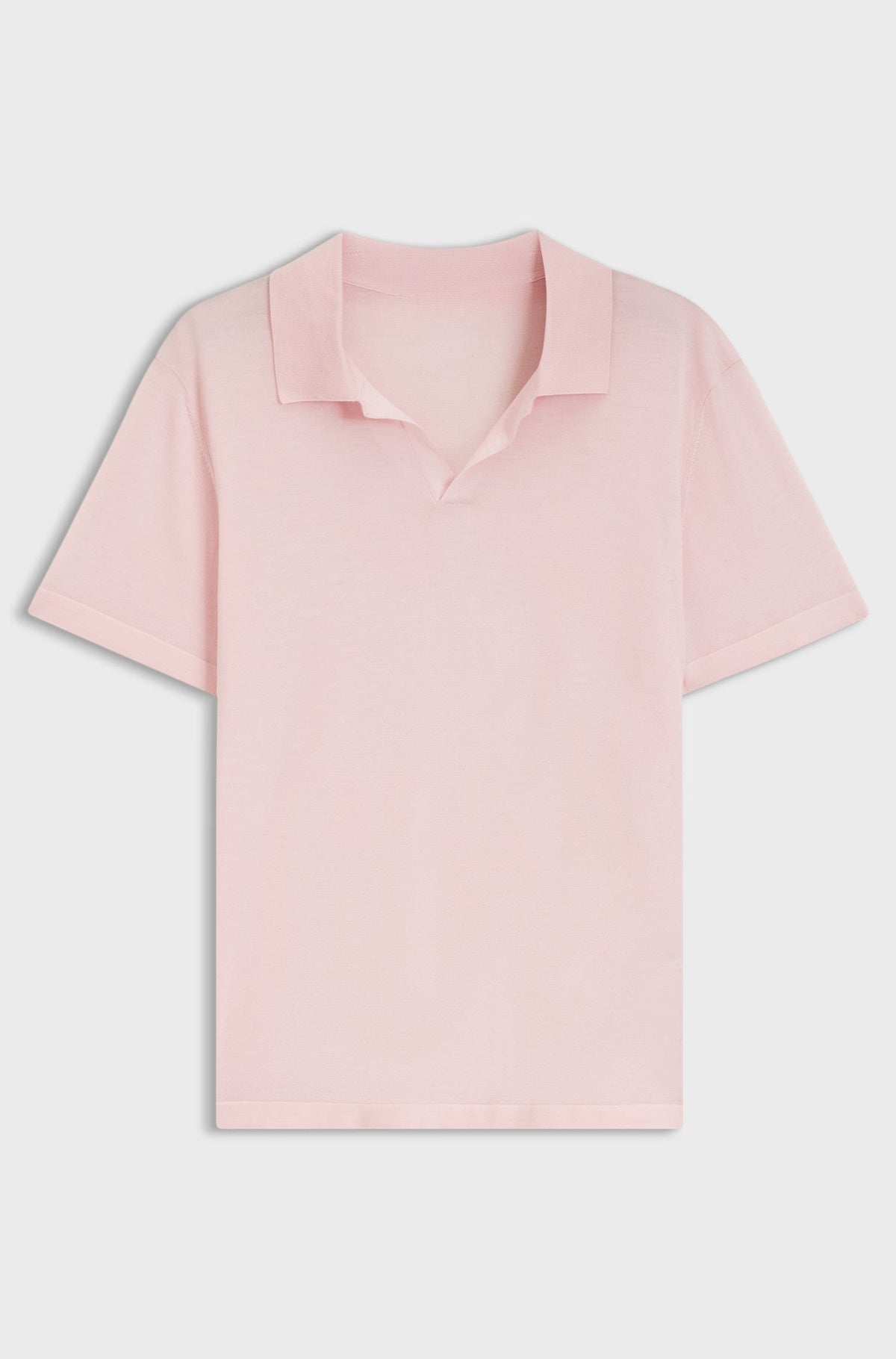 Knit polo in virgin wool - Light Pink