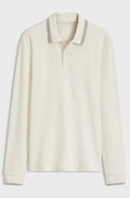 Waffle-structure polo shirt in stretch cotton - Natural